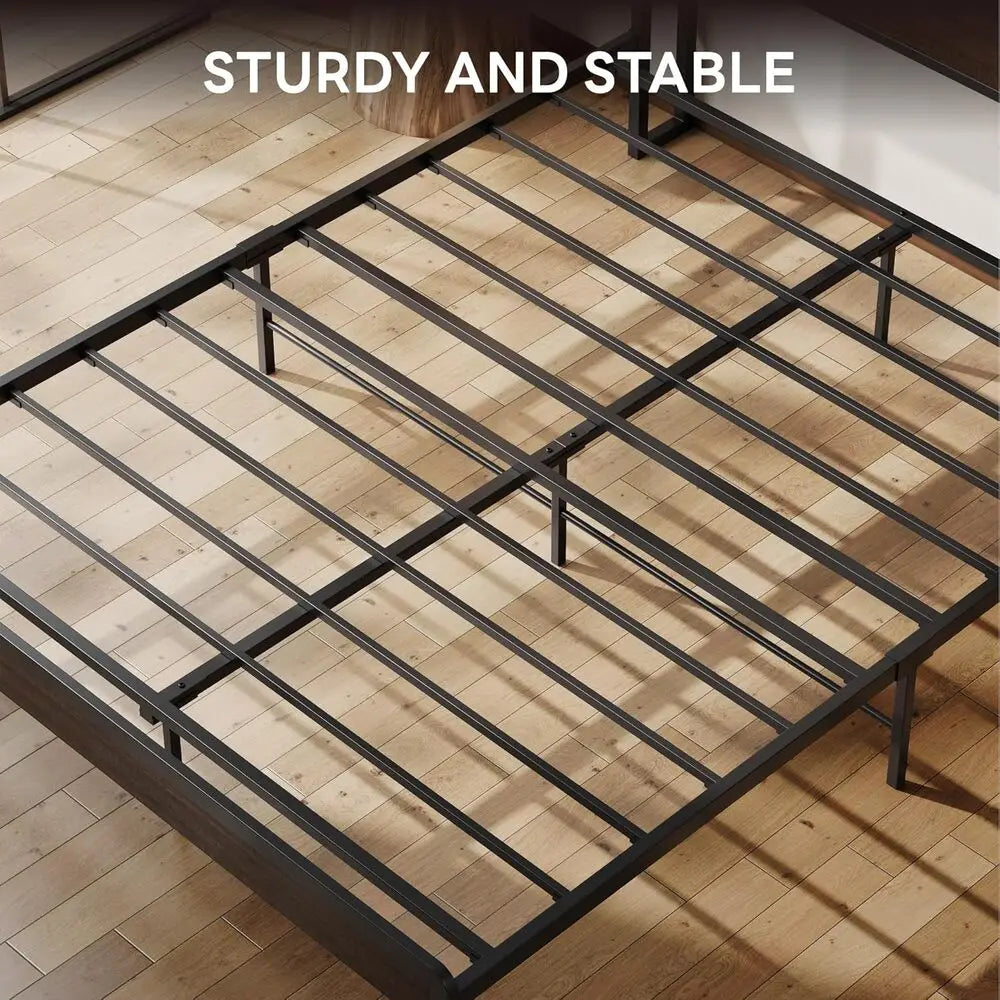 LIKIMIO Full/ King / Queen Bed Frame with Headboard, Dark Wood Camas King with Strong Supports, Noise-Free, No Box Spring Needed