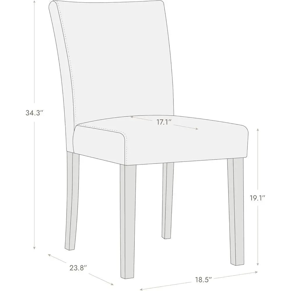 Gray Upholstered Dining Chairs with Low Backrest, Set of 2, Performance Fabric, Wooden Legs