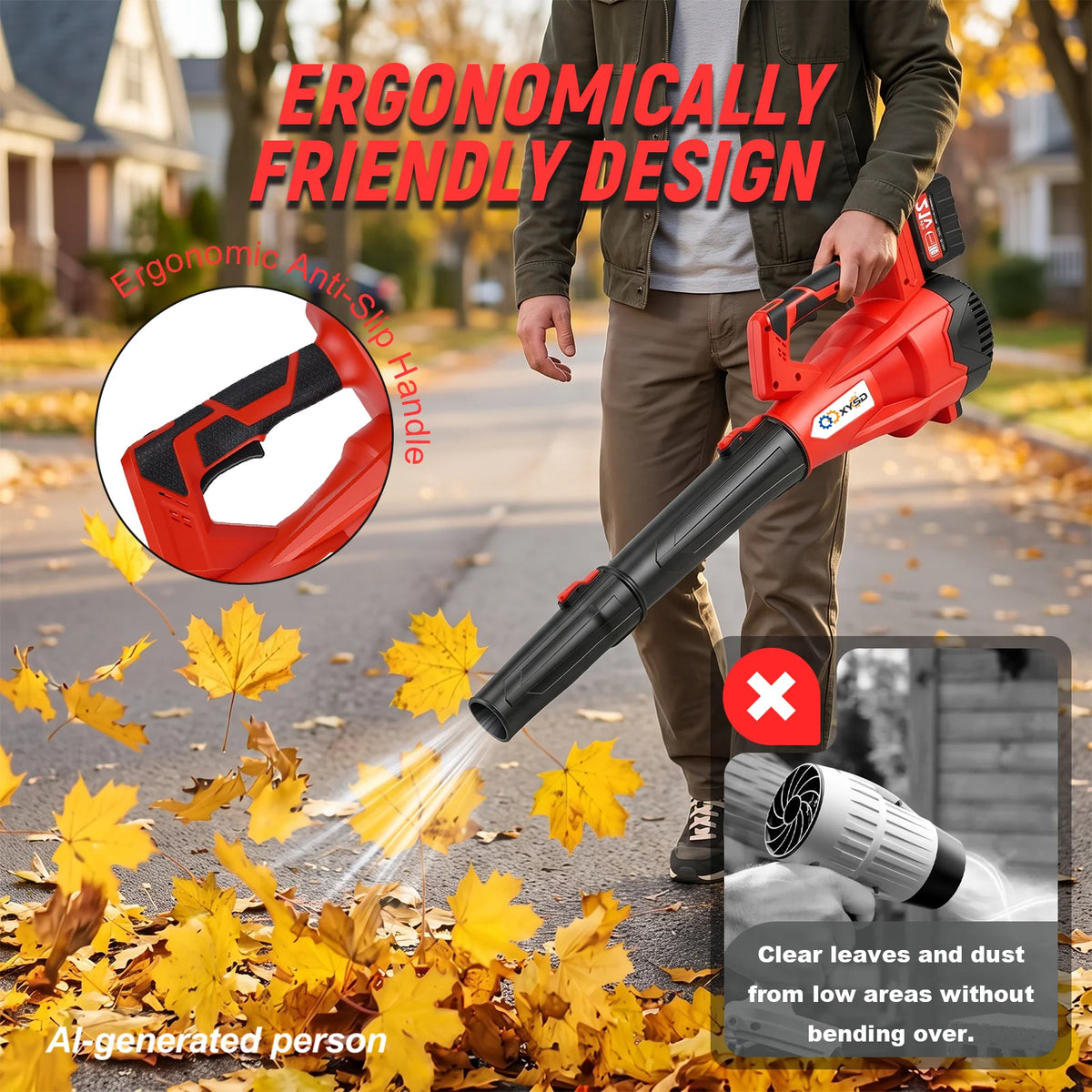 XYSD Cordless Leaf Blower, 650 CFM Electric Jet Blower with 21V 4.5Ah Battery, 6 Speed Modes Portable Leaf Blower for Lawn Care