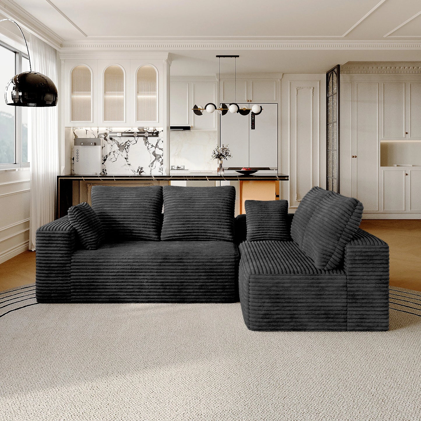 Sdorens 104" Cloud Sectional Couch with L-Shape Chaise,Modern Modular Boneless Sofa with Deep Seat for Living Room Bedroom
