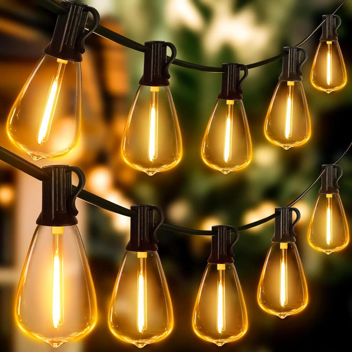 50ft/100ft/25ft LED Outdoor String Lights - 2200K, Shatterproof ST38 Bulbs, Warm White for Garden, Porc
