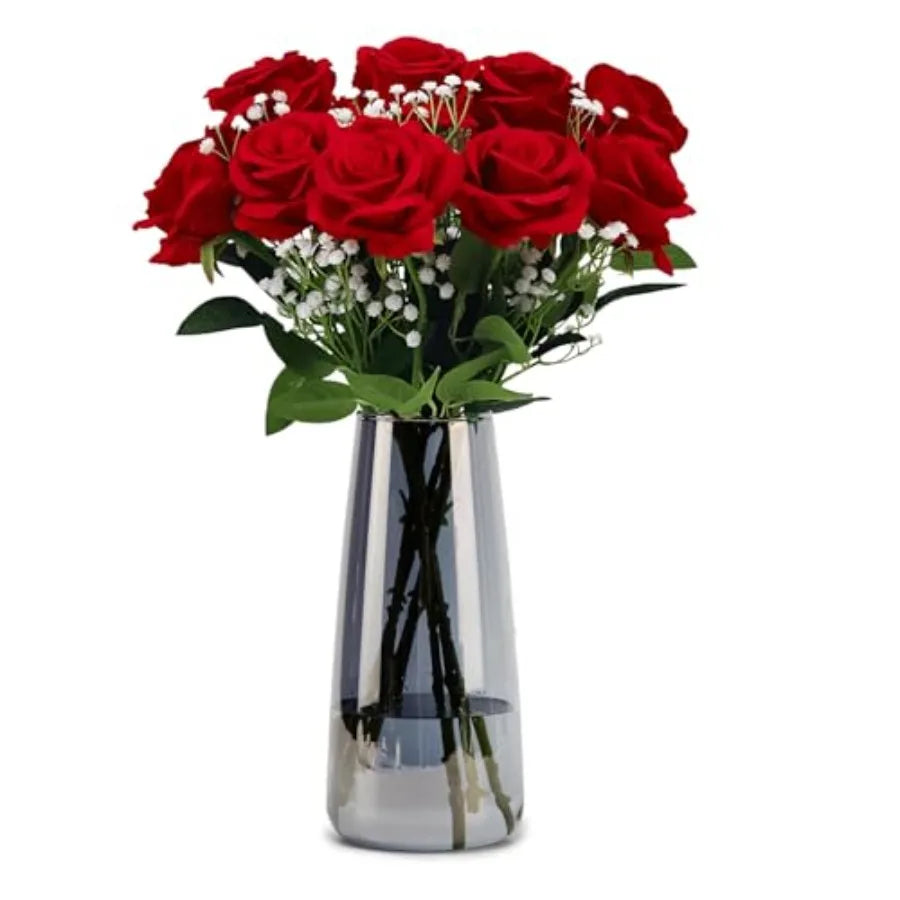 Crystal Glass Vase, Flower Vase for Table Centerpiece Home Decor, Modern Vases for Living Room, Wedding, Office, Coffee Table,