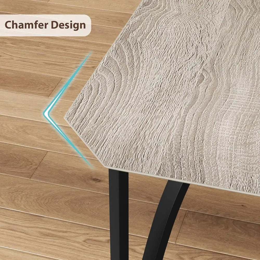 5-Piece Dining Table Set or 4, ern Kitchen Table with Chamered Design and Upholstered Chairs, Leather-Cushioned Seats or Small S
