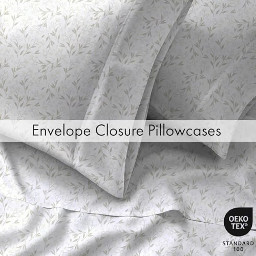 6 Pcs Cotton Sheets - 100% Natural Cotton Soft Lightweight and Breathable Crispy Percale Bed Sheets Sheet Set 16" Deep Pockets