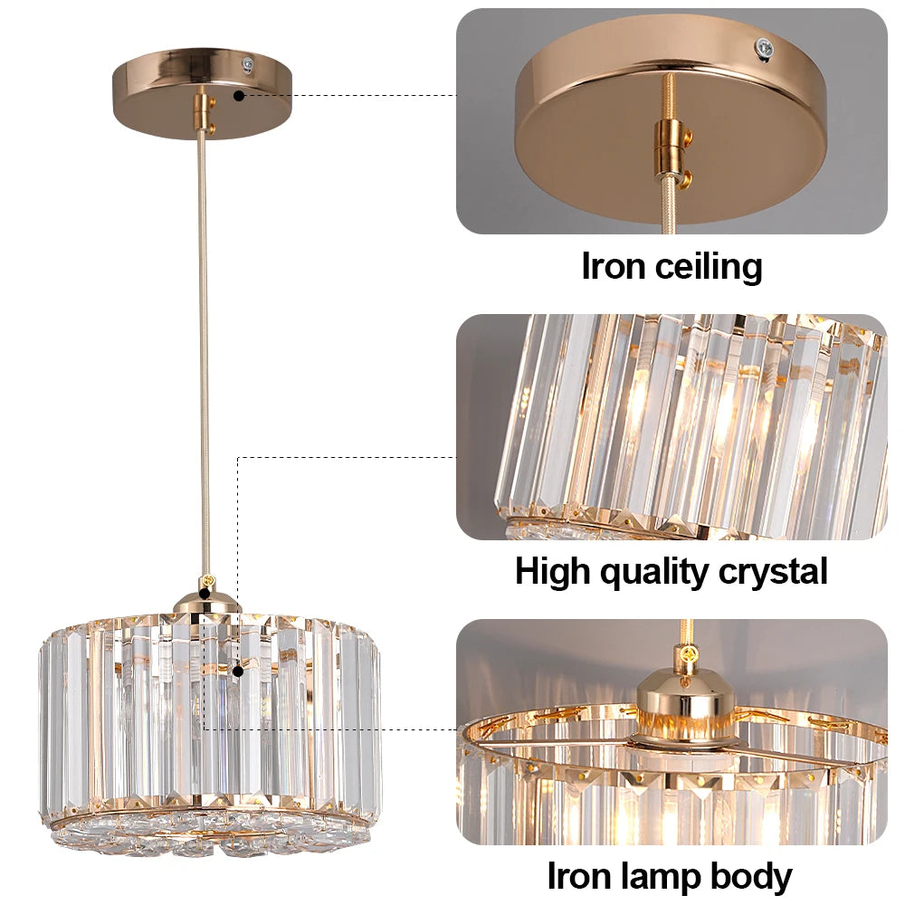 Modern Pendant  Light Luxury Chandelier Led Crystal Ceiling Lamp Bedroom Lustre Dining Table Kitchen Island Fixtures Home Decor