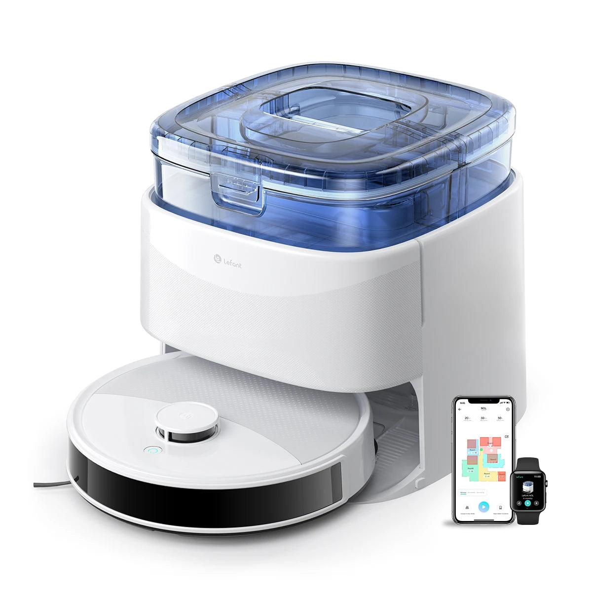 LEFANT M3L Robot Vacuum Cleaner, 12000 Pa Suction 220 min Battery, All-in-one Base Station,DToF Navigation, Double Rotary Cloth