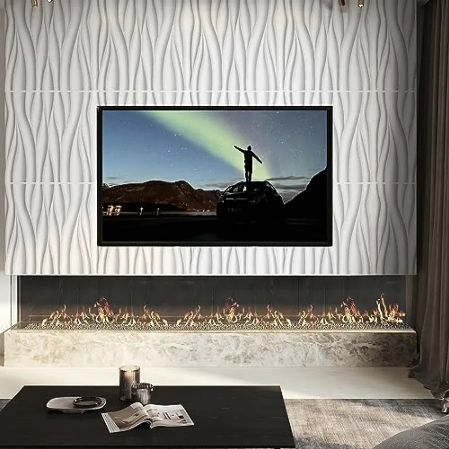 Wave Wall Panels for Interior Wall Decor, 3D Wall Panels Accent Wall, Paintable 3D Wall Decor Covering Panels for Living Room B