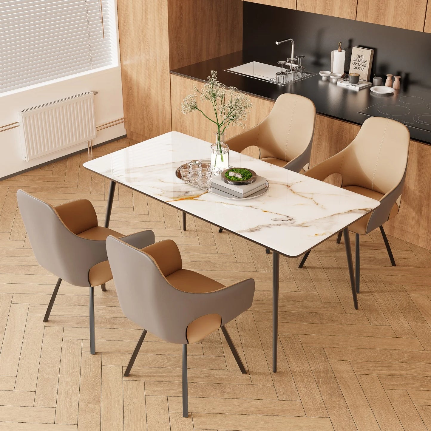 Swivel Dining Chairs Set of 2  Microfiber Leather Kitchen Dining Room Chairs with Arms High Backrest Leisure Side Chairs for Homes