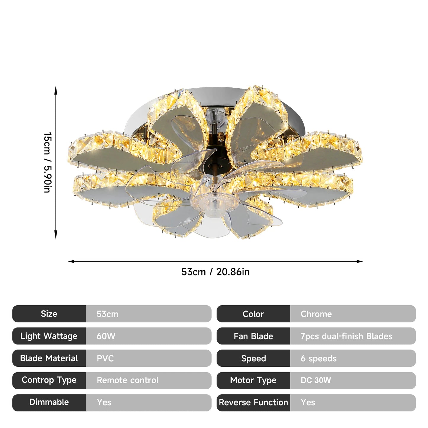 GreeLustr Modern Ceiling Fan Light Led Lamp Smart APP RC Luxury Crystal Chandelier Home Decor Appliance Fixture Living Dining