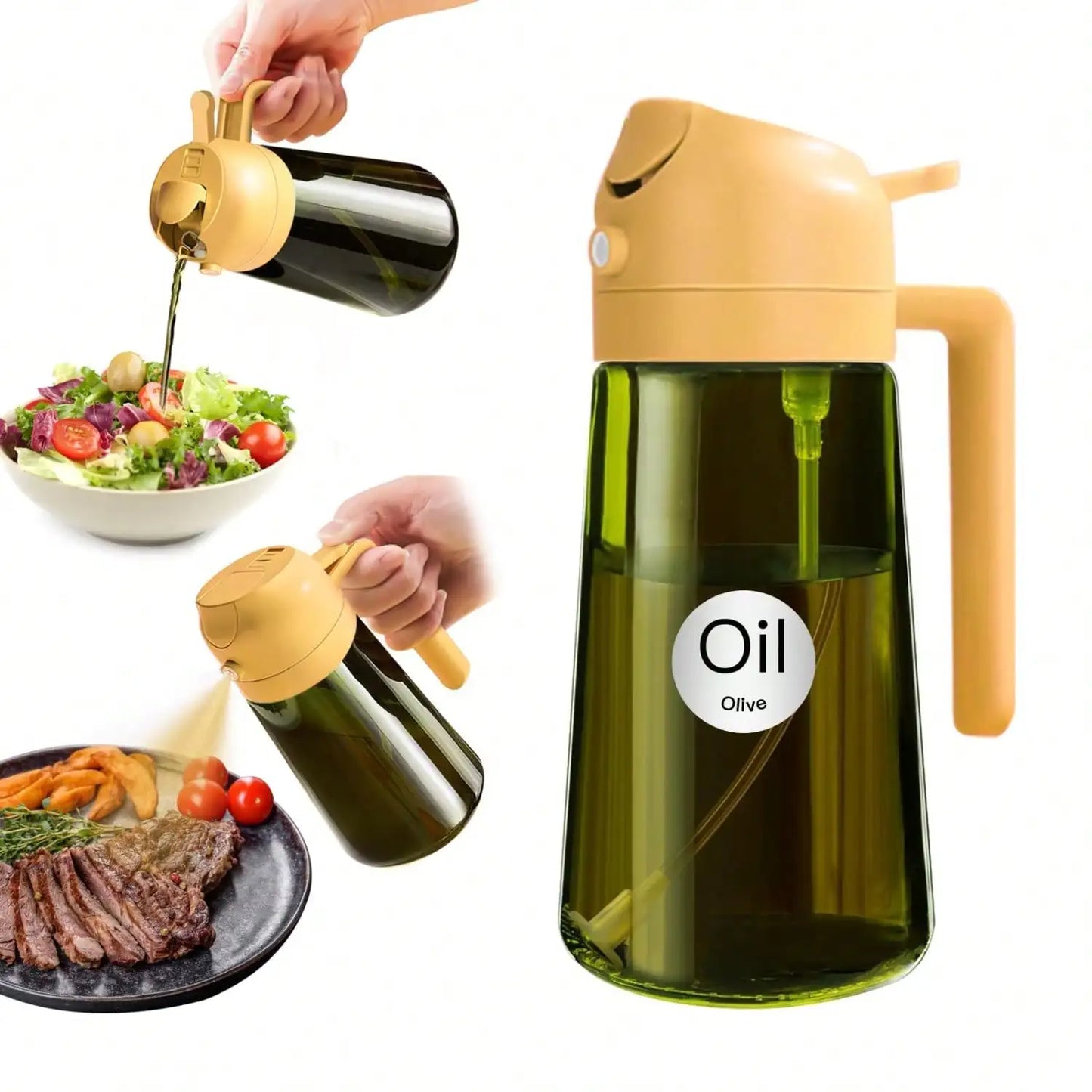 Premium Dark Glass Olive Oil Dispenser 2 In 1 Cooking Oil Spray Bottle Multipurpose Kitchen Oil Mister Perfect For Air Fryer BBQ Grilling Household Cooking Supplies Random Color Shipment