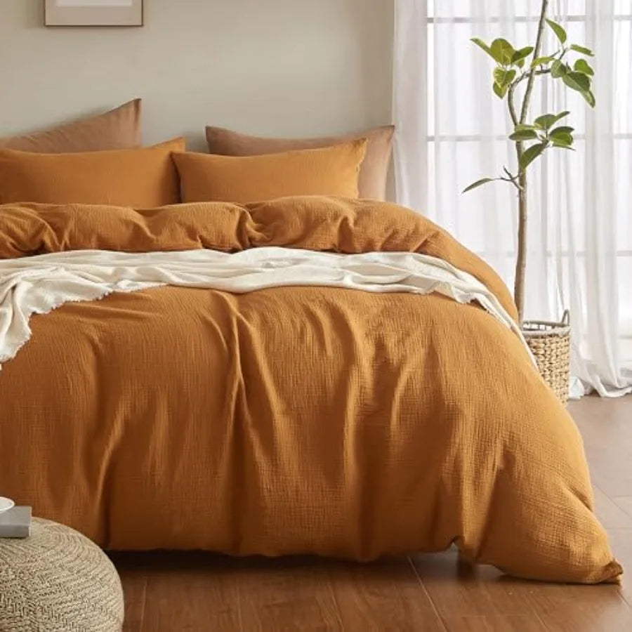 Muslin Duvet Cover Size 100% Washed Cotton Duvet Cover Set Ultra Soft Comforter Cover Linen Like 3 Pieces Minimalist Gauze Duve