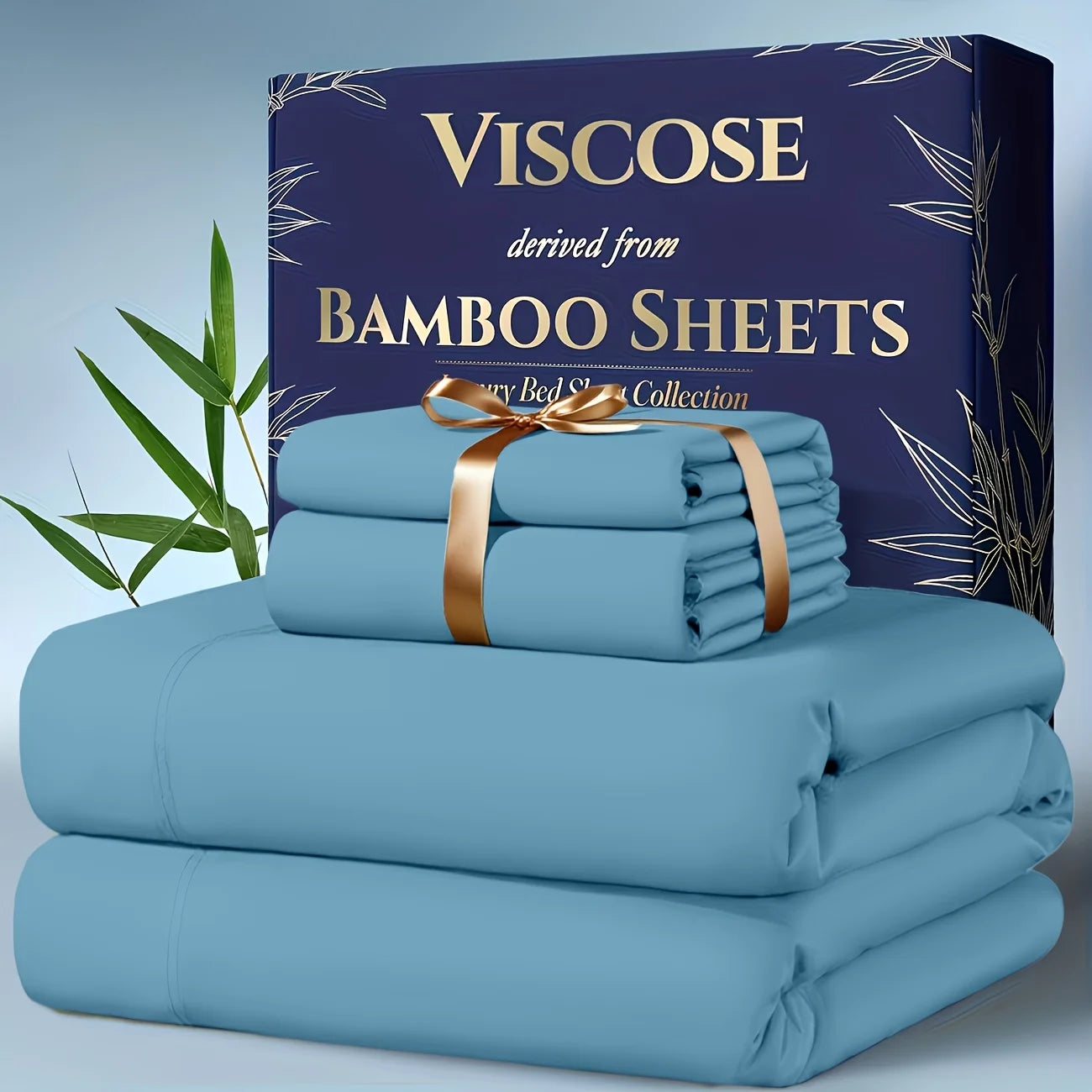 4pcs Bamboo Cooling Bedding - Extra Deep Pocket Breathable And Cooling - Suitable For Hot Sleepers And Sweats, Children Pillowcases, Flat Sheet And Fitted Sheet - A Perfect Gift For Family, Queen And King Sizes, Next Day Deli