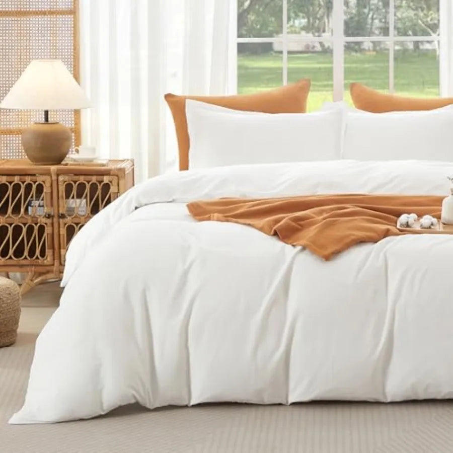Muslin Duvet Cover Size 100% Washed Cotton Duvet Cover Set Ultra Soft Comforter Cover Linen Like 3 Pieces Minimalist Gauze Duve