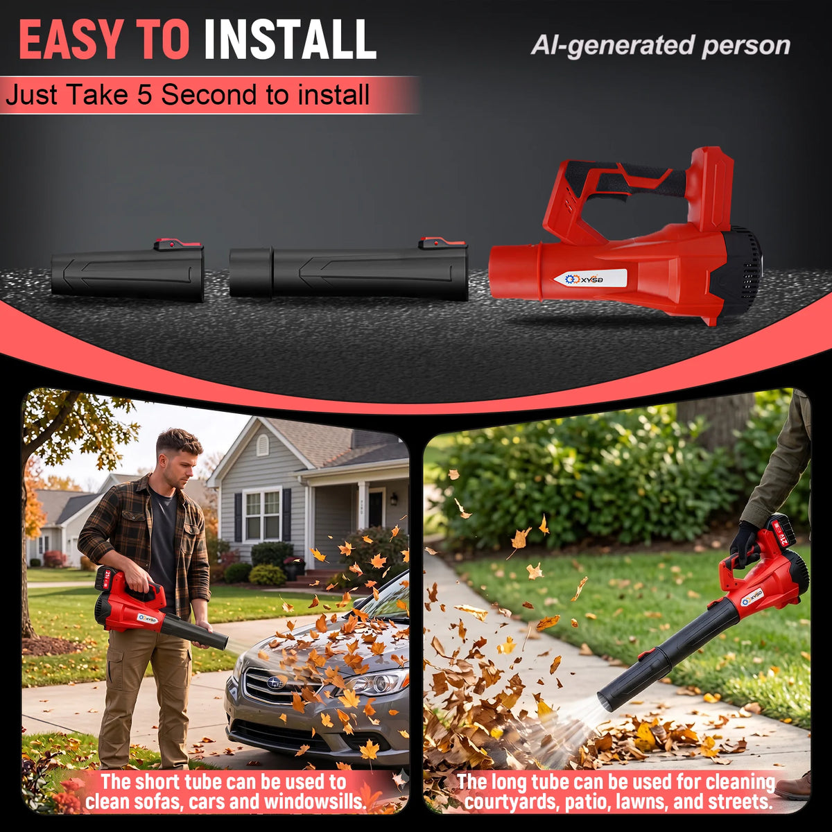 XYSD Cordless Leaf Blower, 650 CFM Electric Jet Blower with 21V 4.5Ah Battery, 6 Speed Modes Portable Leaf Blower for Lawn Care