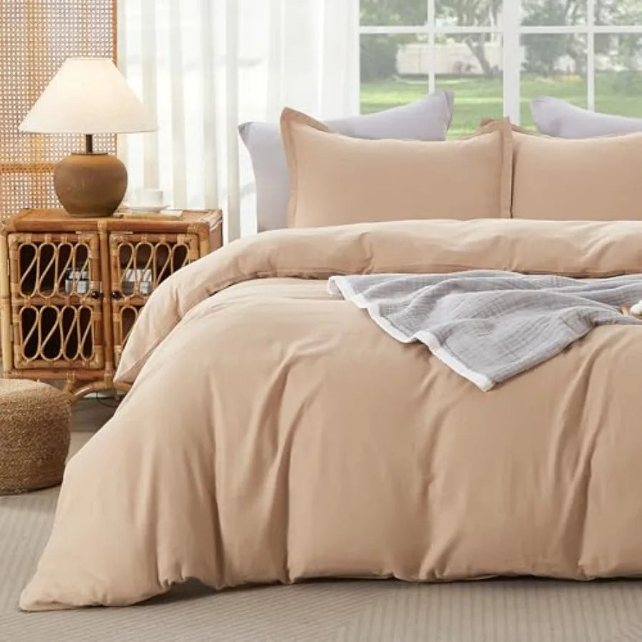 Muslin Duvet Cover Size 100% Washed Cotton Duvet Cover Set Ultra Soft Comforter Cover Linen Like 3 Pieces Minimalist Gauze Duve