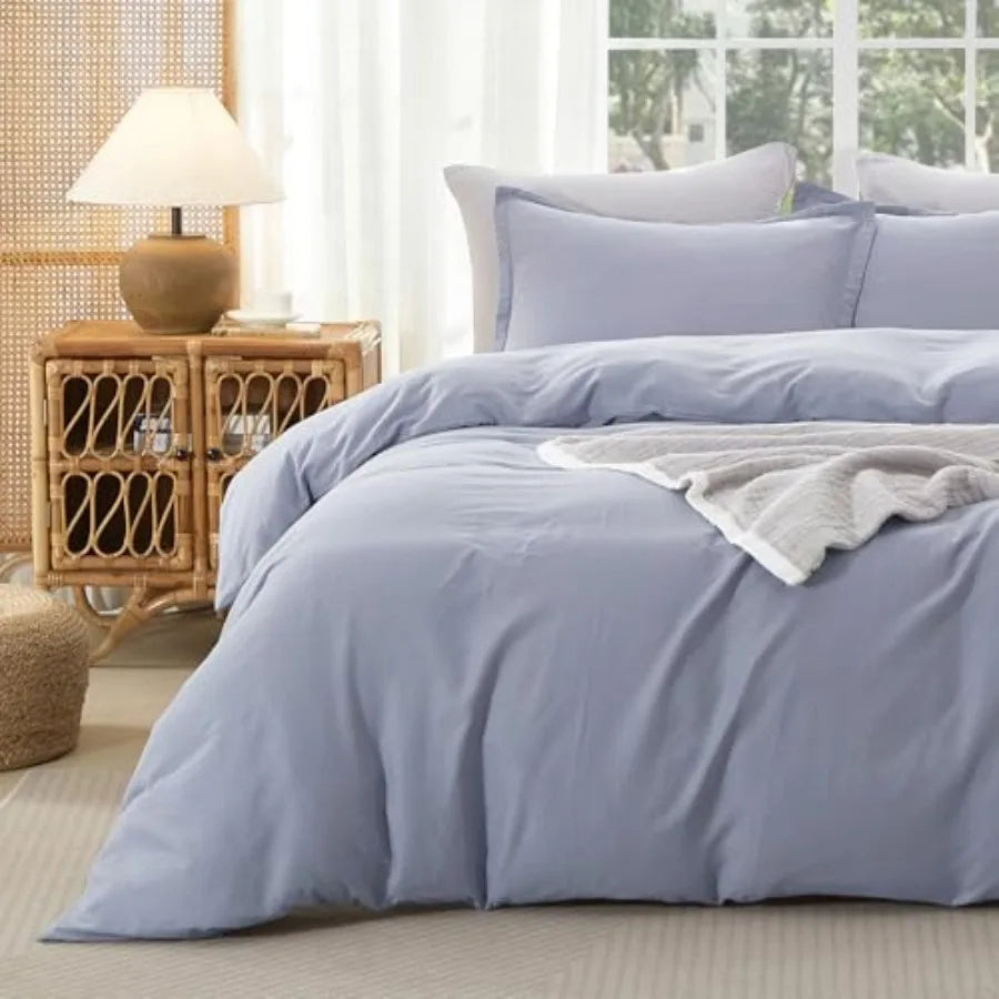 Muslin Duvet Cover Size 100% Washed Cotton Duvet Cover Set Ultra Soft Comforter Cover Linen Like 3 Pieces Minimalist Gauze Duve