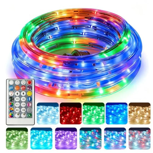 16.4ft Outdoor Smart Rope Lights Waterproof Color Changing Christmas Lights with Remote Connectable Design Music Sync Timer Mul
