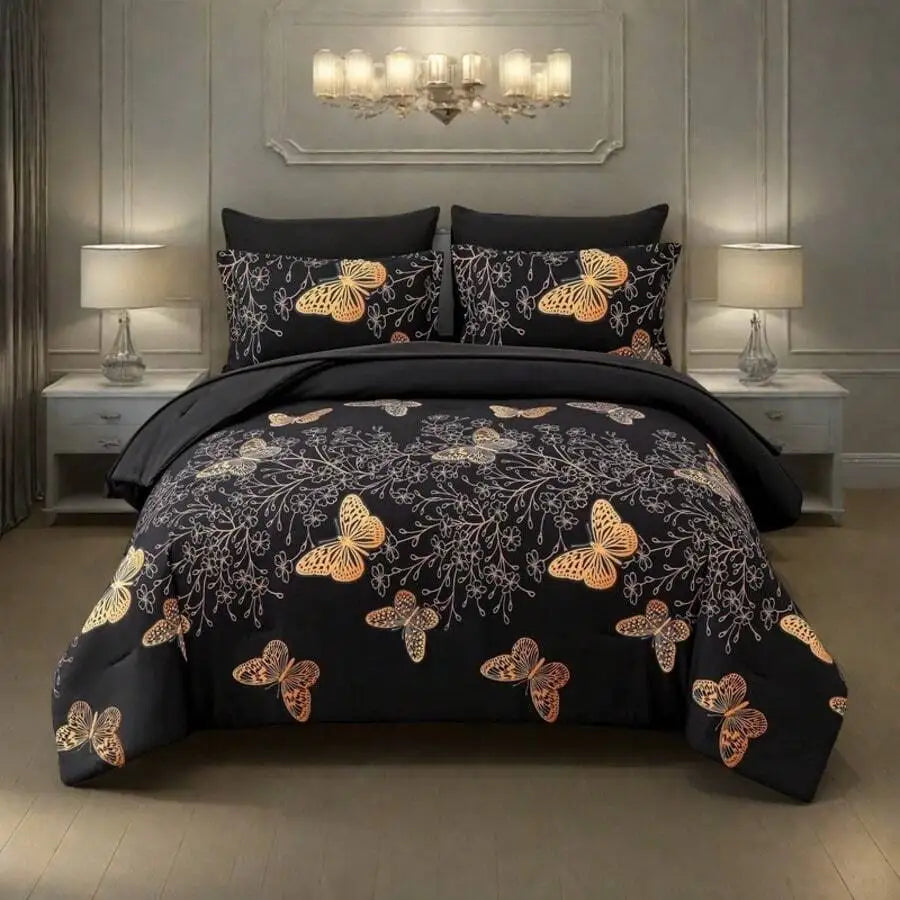 7-Piece Lightweight Printed Comforter Set For All Seasons Queen King Full Twin Soft Bed In A Bag