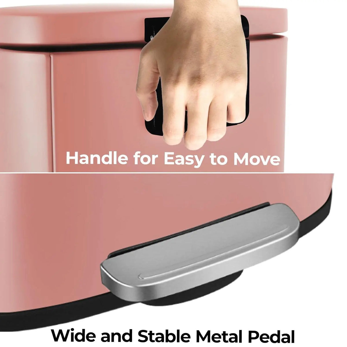 8Gal/30L Kitchen Trash Can,Pedal Waste Bin Rectangular Step Trash Can with Lid Soft-Close,Stainless Steel,Pink