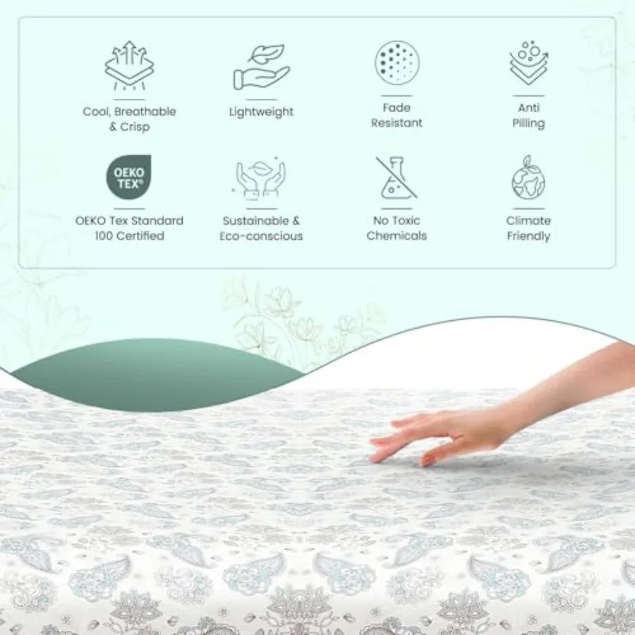 Feather and Stitch Softest 100% Cotton Sheets 300 Thread Count Percale Weave Bedding 16" Deep Pocket Cooling Sheets Breathable